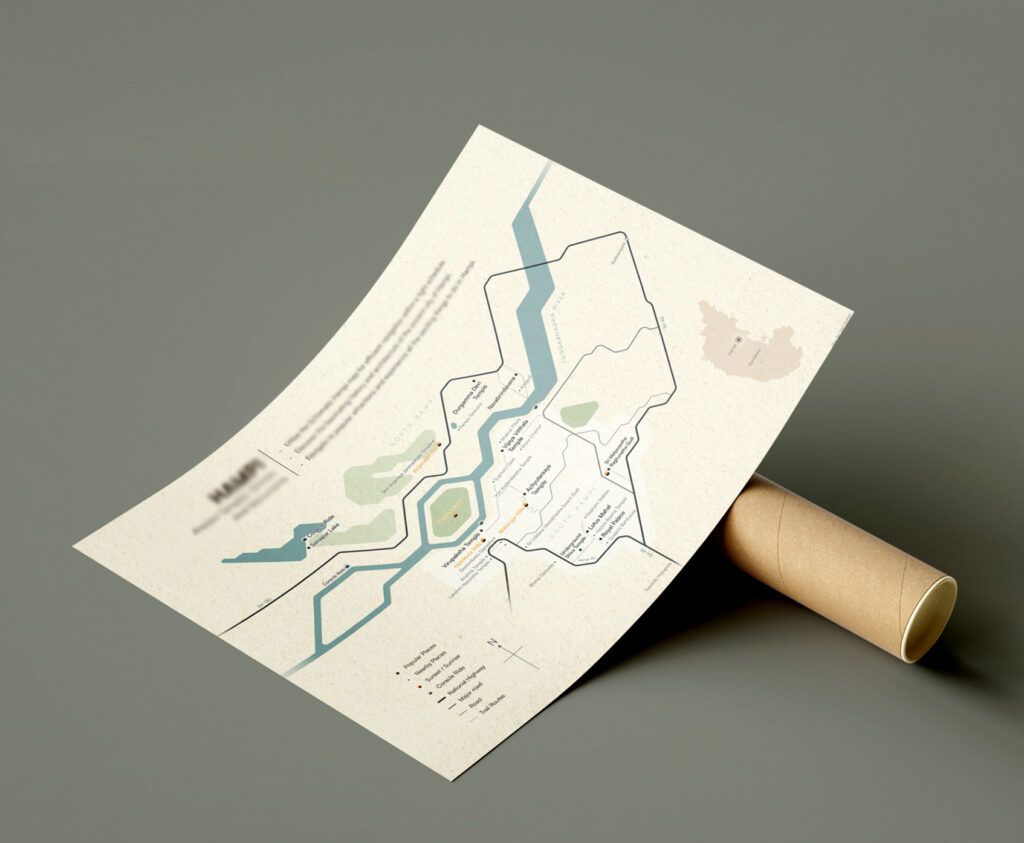 Photo of a stylized map on a cardboard cylinder